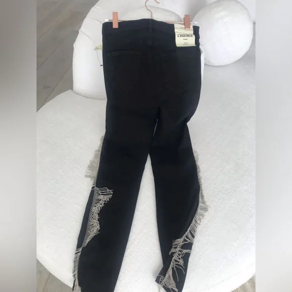L’AGENCE Chic Black Fringe Pants NWT